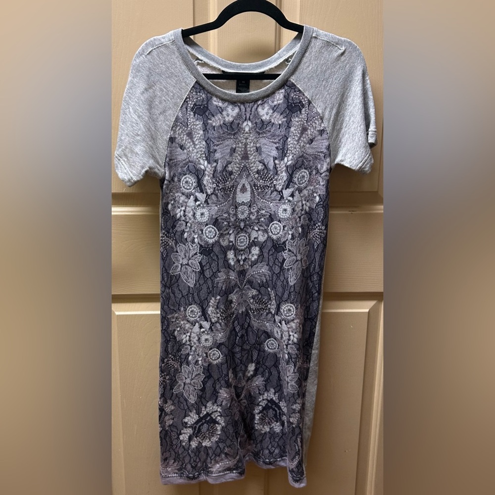 Marc By Marc Jacobs Gray and Black Patterned Tee Dress